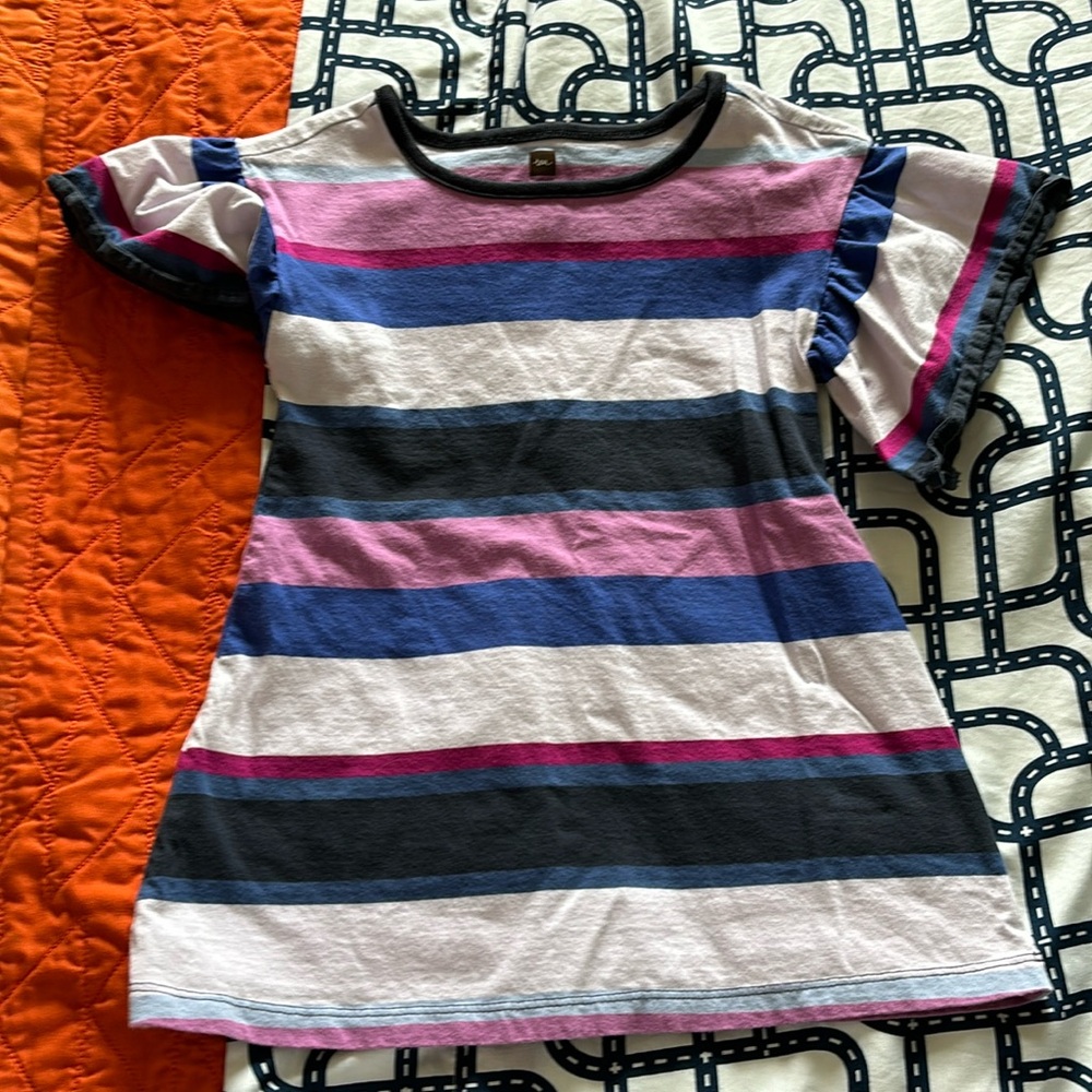 Tea Collection Ruffle sleeve striped dress